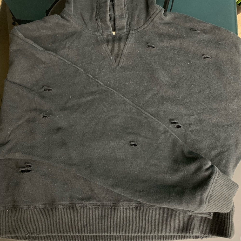 Hollister Black ripped Cropped Hoodie